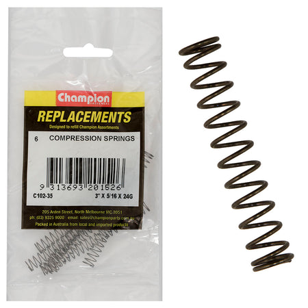 Champion 3in(L) x 5/16in (O.D) x 24G Compression Spring-6pk – 3in (L) X 5/16in (O.D.) X 24g Compression Spring - 6 Pack | ISL