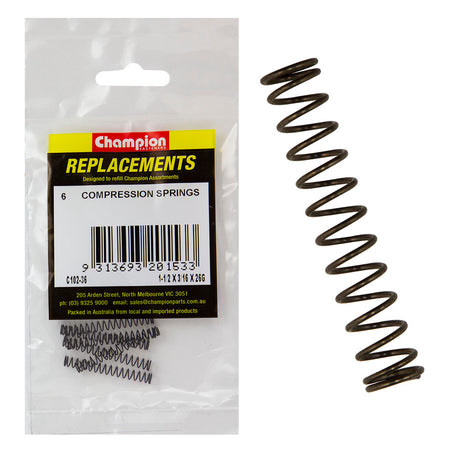 Champion 1-1/2(L) x 3/16in (O.D) x26G Compression Spring-6pk – 1-1/2in (L) X 3/16in (O.D.) X 26g Compression Spring - 6 Pack