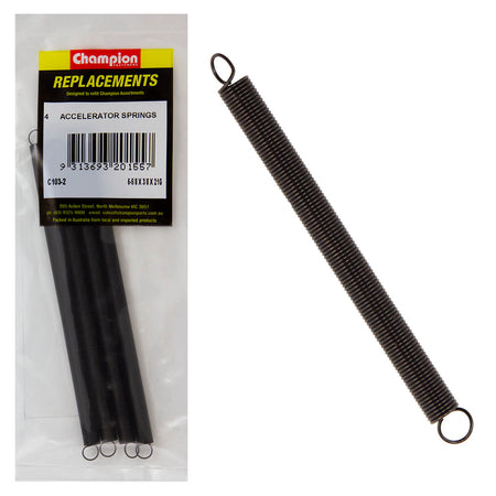 Champion 6-5/8(L) x 3/8in (O.D) x 21G Accelerator Spring-4pk – 6-5/8in (L) X 3/8in (O.D.) X 21g Accelerator Spring - 4 Pack