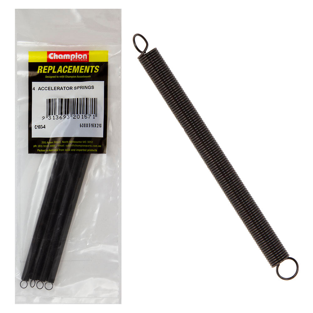 Champion 6-3/8(L) x 5/16in (O.D) x21G Accelerator Spring-4pk – 6-3/8 (L) X 5/16IN (O.D.) X 21G ACCELERATOR SPRING | ISL