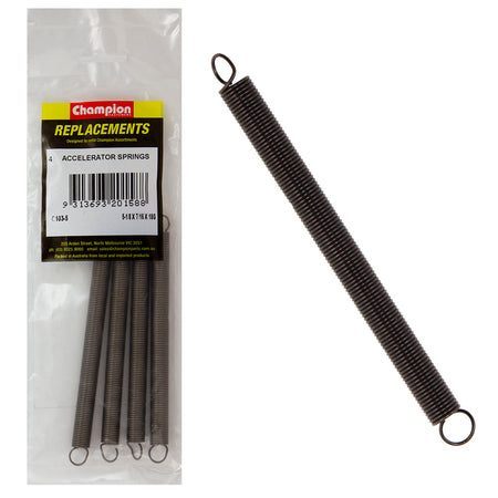 Champion 5-1/8(L) x 7/16in (O.D) x18G Accelerator Spring-4pk – 5-1/8in (L) X 7/16in (O.D.) X 18g Accelerator Spring - 4 Pack