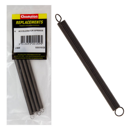 Champion 5-3/8(L) x 5/16in (O.D) x22G Accelerator Spring-4pk – 5-3/8in (L) X 5/16in (O.D.) X 22g Accelerator Spring - 4 Pack