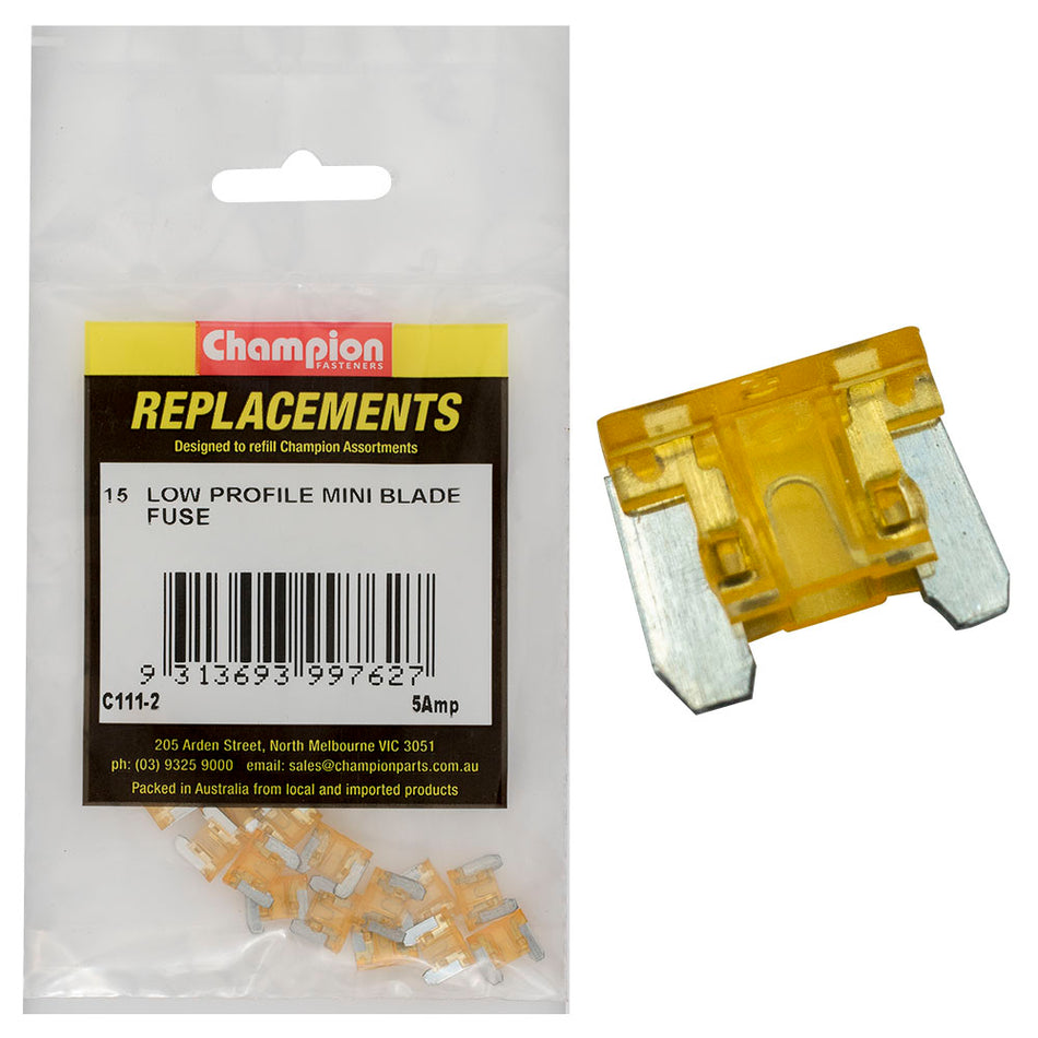 Champion 5Amp Low Profile Mini Blade Fuse (Tan) -15pk