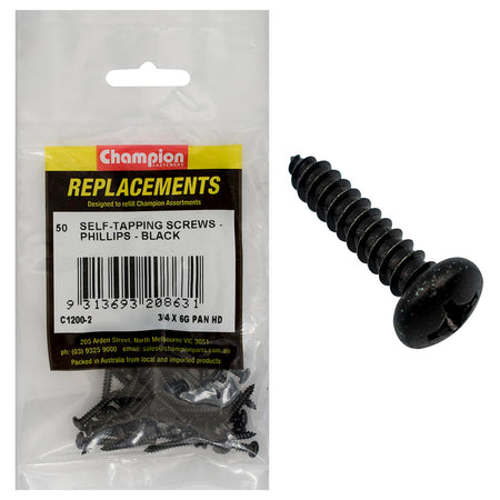 Champion 6G x 3/4in S/Tapping Screw Pan Head Ph -50pk | ISL