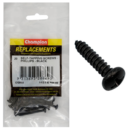 Champion 8G x 1-1/2in S/Tapping Screw Pan Head Ph -20pk | ISL