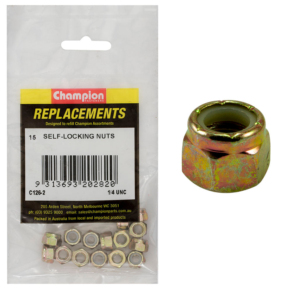 Champion 1/4in UNC Nylon insert Self-Locking Nut -15pk | ISL