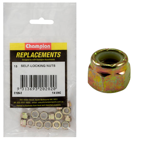 Champion 1/4in UNC Nylon insert Self-Locking Nut -15pk | ISL