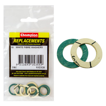 Champion M16 x 22 x2.0mm White Fibre (Sump Plug) Washer-10pk – M16 X 22mm X 2.0mm WHITE FIBRE (SUMP PLUG) WASHER | ISL