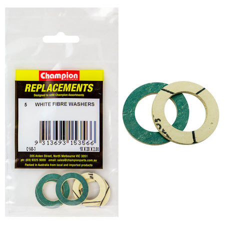 Champion M18 x28mm x2.0mm White Fibre (Sump Plug) Washer-5pk – M18 X 28mm X 2.0mm WHITE FIBRE (SUMP PLUG) WASHER | ISL