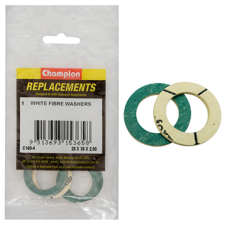 Champion M25 x35mm x2.0mm White Fibre (Sump Plug) Washer-5pk – M25 X 35mm X 2.0mm White Fibre (Sump Plug) Washer - 5 Pack