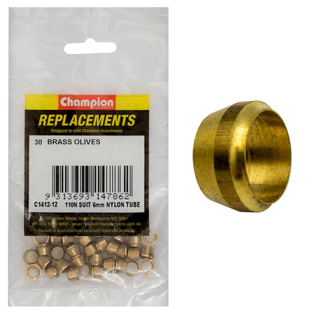 Champion 6mm Brass Compression Type Olive -30pk** | ISL