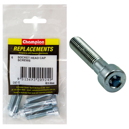 Champion M8 x 40mm Socket Head Cap Screw-Din912-Gr12.9-6pk | ISL