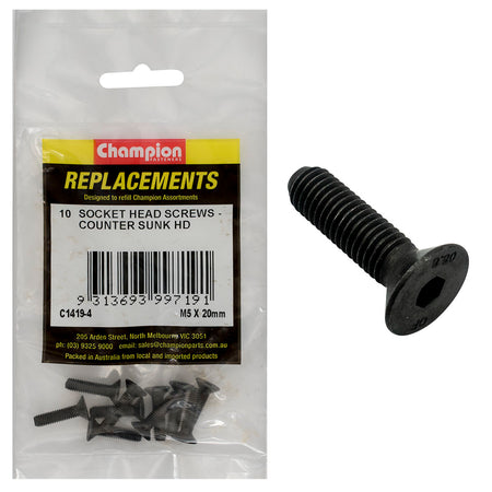 Champion M5 x 20mm C/Sunk Socket Head Cap Screw -10pk | ISL