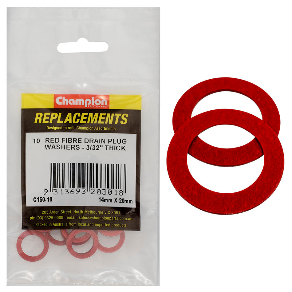 Champion M14 x 20 x 1.5mm Red Fibre (Sump Plug) Washer -10pk