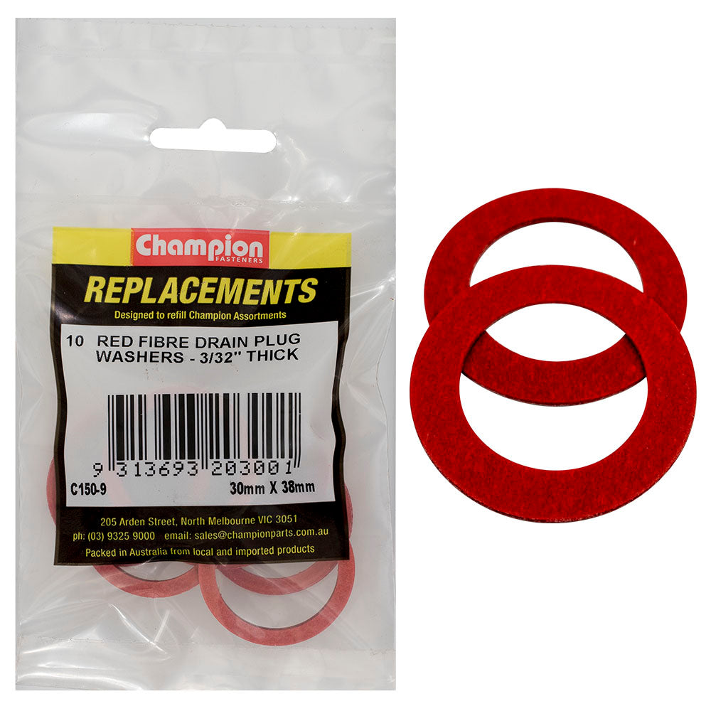 Champion M30 x 38 x 1.5mm Red Fibre (Sump Plug) Washer -10pk – M30 X 38mm X 1.5mm Red Fibre (Sump Plug) Washer - 10 Pack