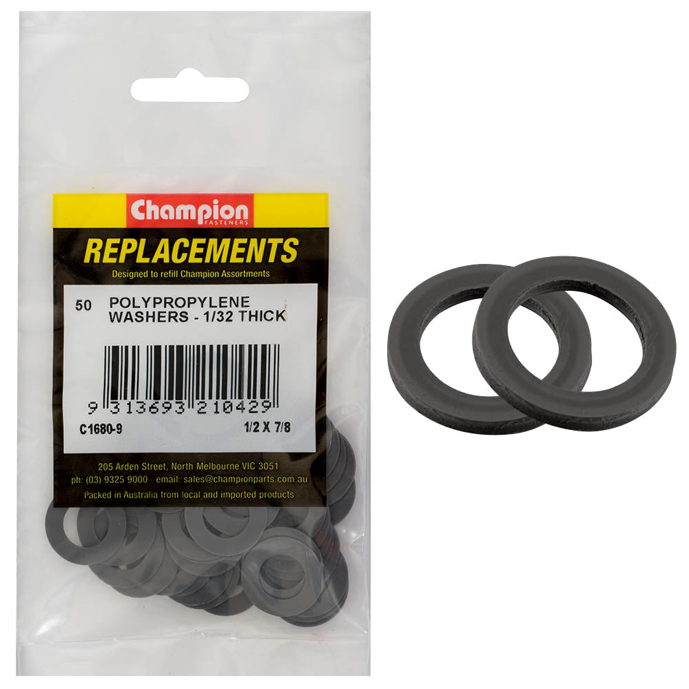 Champion 1/2in x 7/8in x 1/32in Polypropylene Washer -50pk | ISL