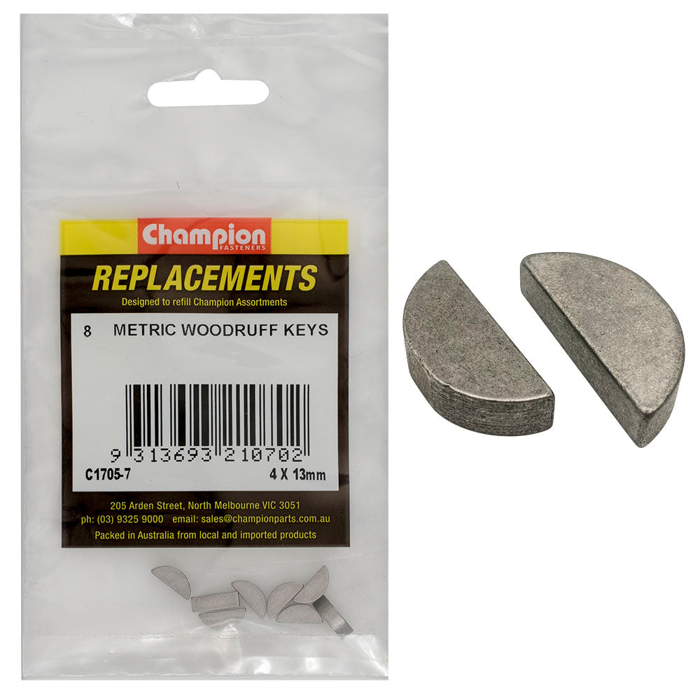 Champion 4 x 13mm Metric Woodruff Keys -8pk | ISL