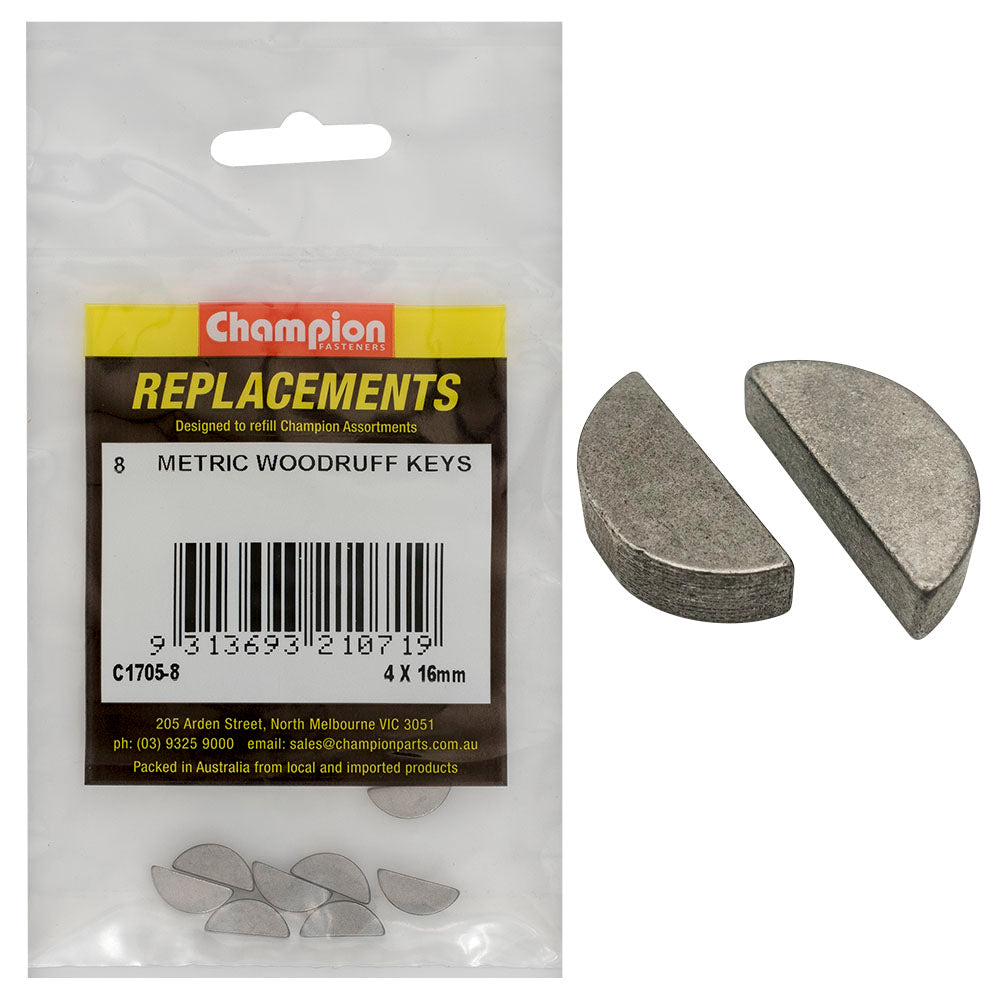 Champion 4 x 16mm Metric Woodruff Keys -8pk | ISL