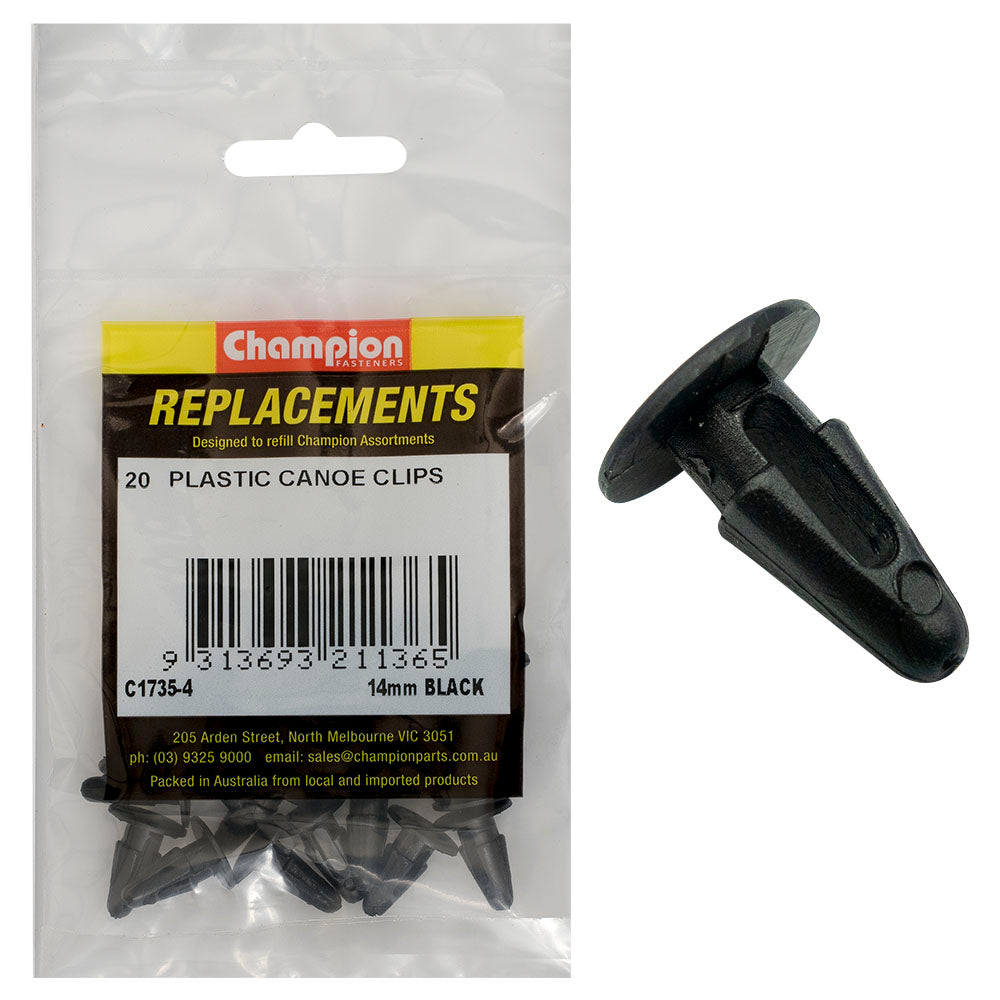 Champion Canoe Clip Black 14mm Head x 16mm -20pk | ISL