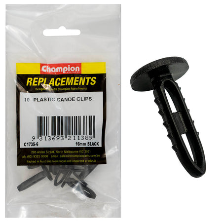 Champion Canoe Clip Black 19mm Head x 16.8mm -10pk | ISL