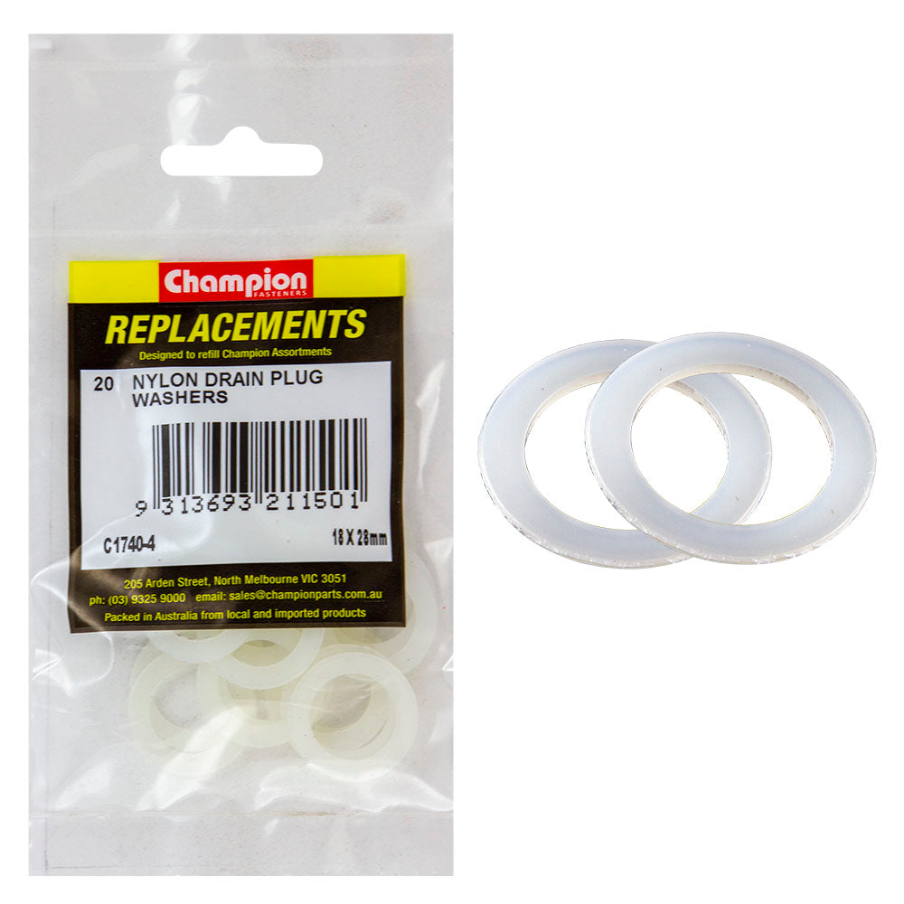 Champion M18 x 28mm x 1.0mm Nylon Washer -20pk | ISL