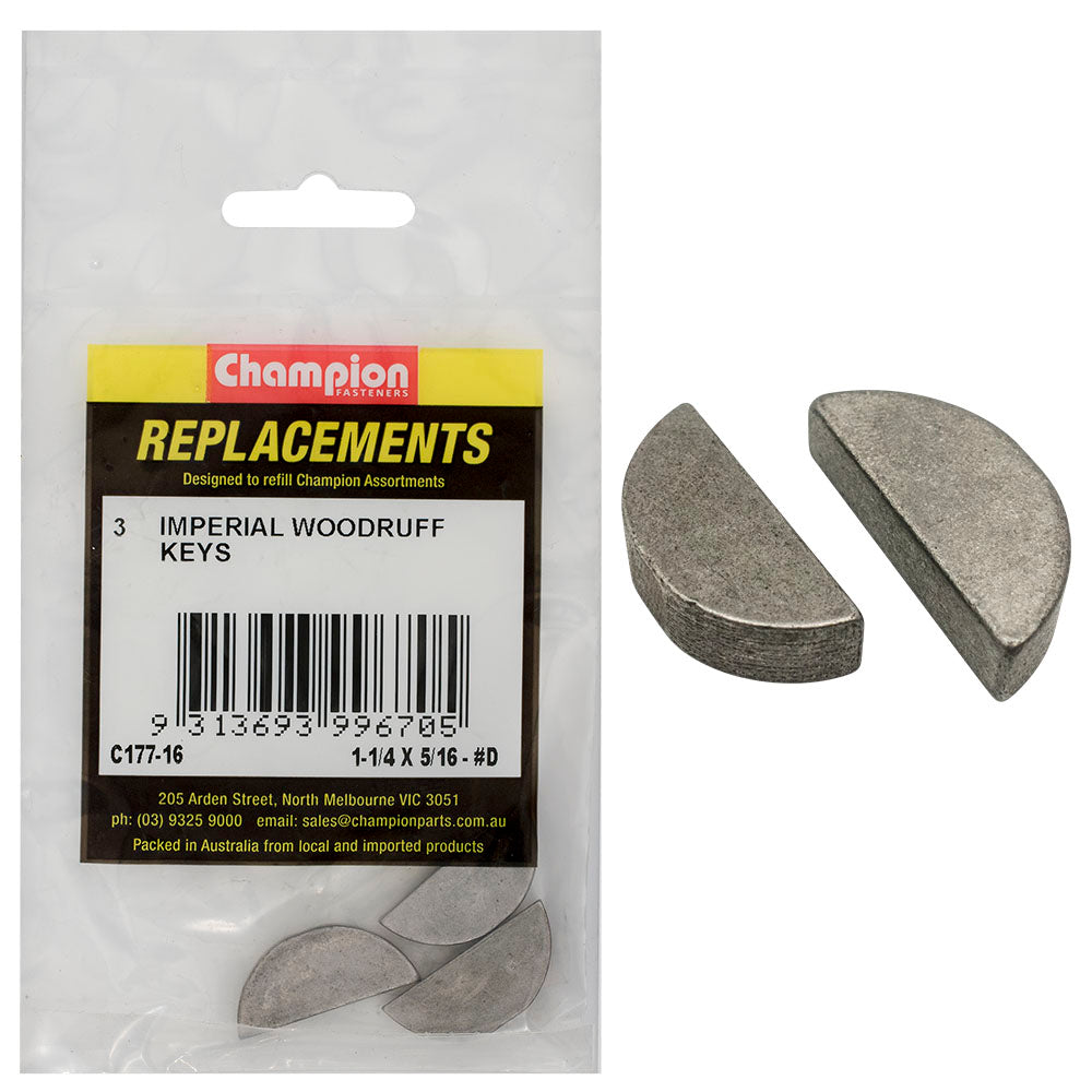 Champion 1-1/4in x 5/16in Wkd Woodruff Key -3pk | ISL