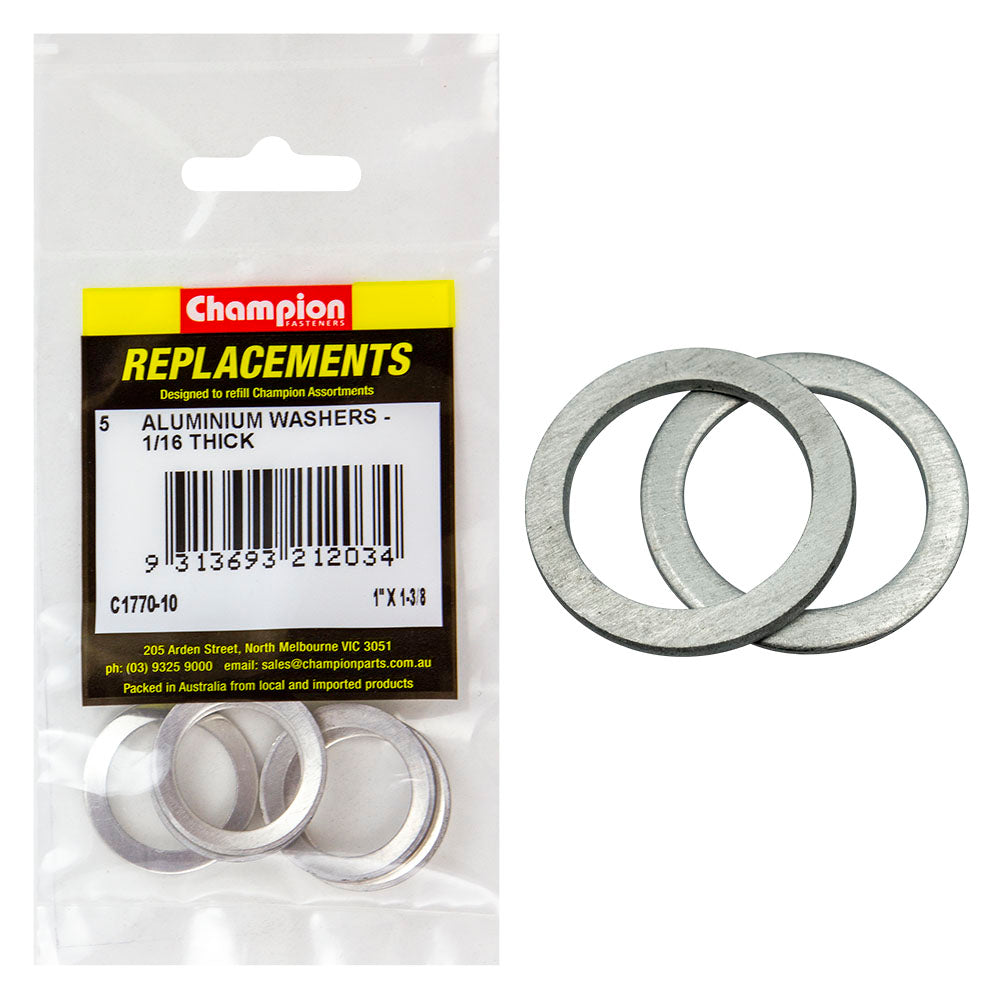 Champion 1in x 1-3/8in x 1/16in Aluminium Washer -5pk | ISL