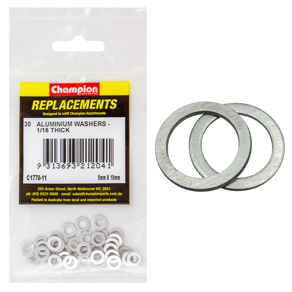 Champion M5 x 10mm x 1.6mm Aluminium Washer -30pk | ISL