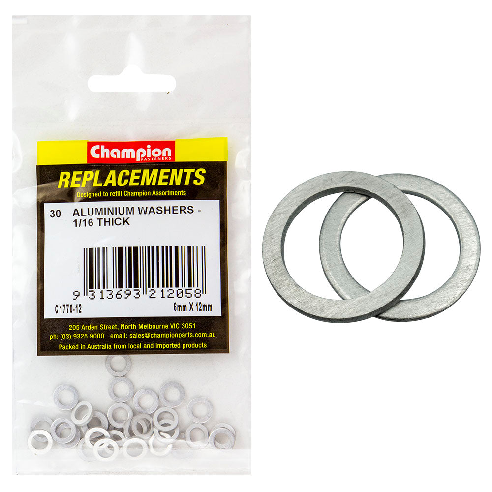 Champion M6 x 12mm x 1.6mm Aluminium Washer -30pk | ISL