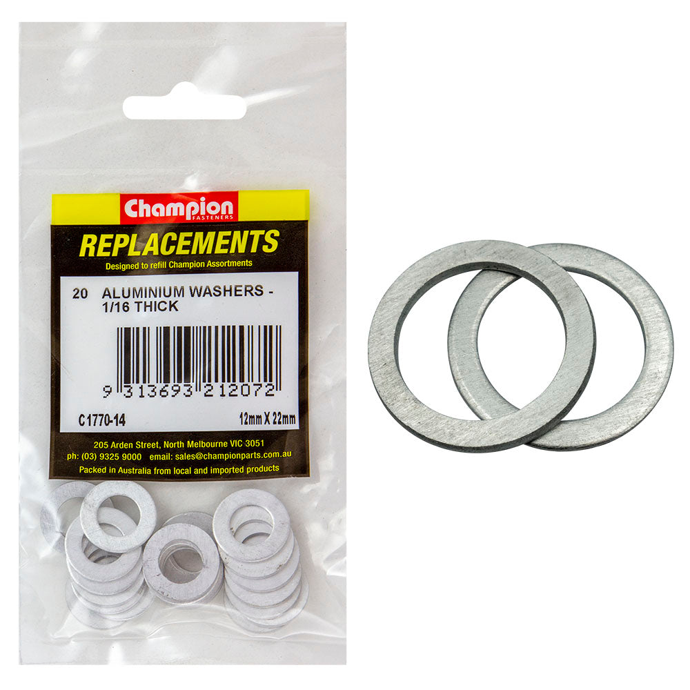 Champion M12 x 22mm x 1.6mm Aluminium Washer -20pk | ISL