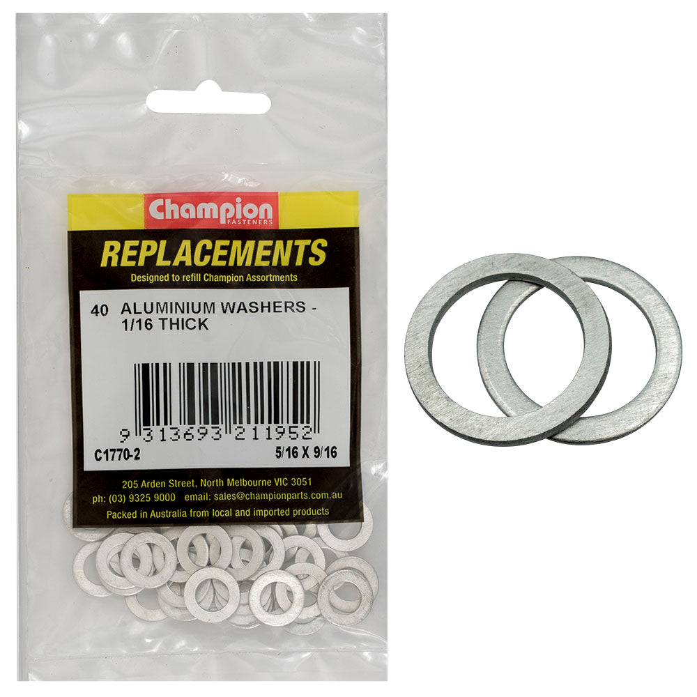 Champion 5/16in x 9/16in x 1/16in Aluminium Washer -40pk | ISL