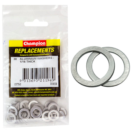 Champion 3/8in x 5/8in x 1/16in Aluminium Washer -30pk | ISL