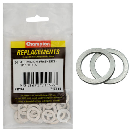 Champion 7/16in x 3/4in x 1/16in Aluminium Washer -30pk | ISL