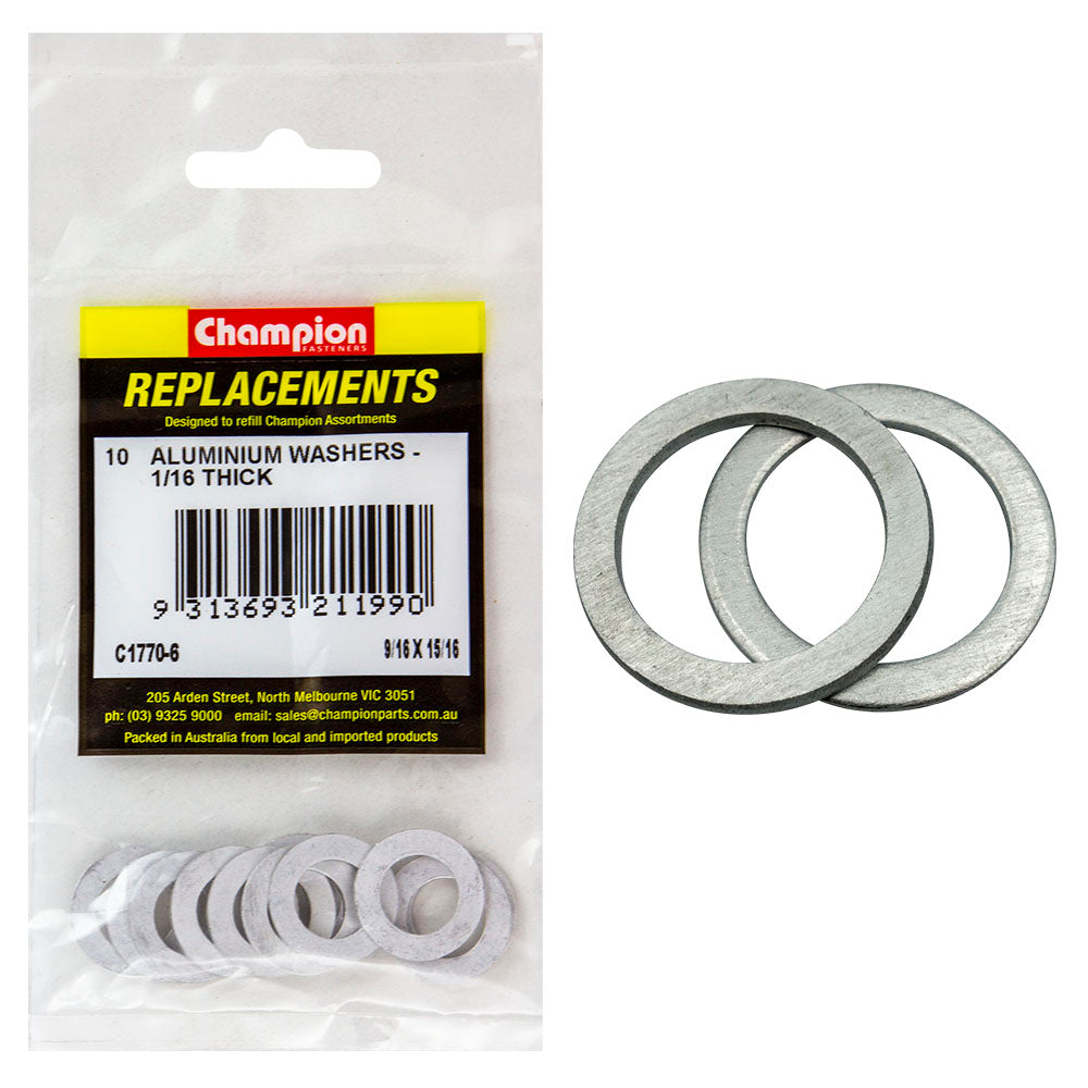 Champion 9/16in x 15/16in x 1/16in Aluminium Washer -10pk | ISL