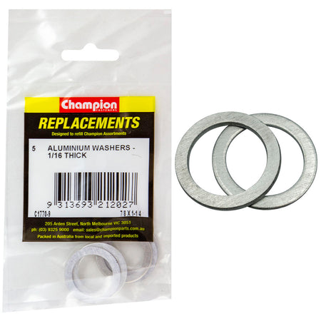Champion 7/8in x 1-1/4in x 1/16in Aluminium Washer -5pk | ISL