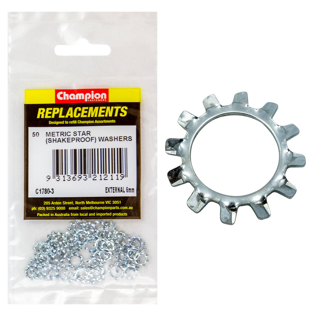 Champion 6mm External Star Washer -50pk | ISL