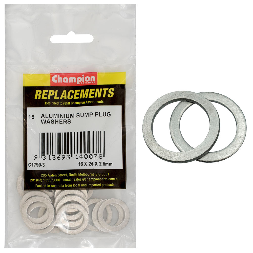 Champion M16 x 24mm x 2.5mm Aluminium Washer -15pk | ISL