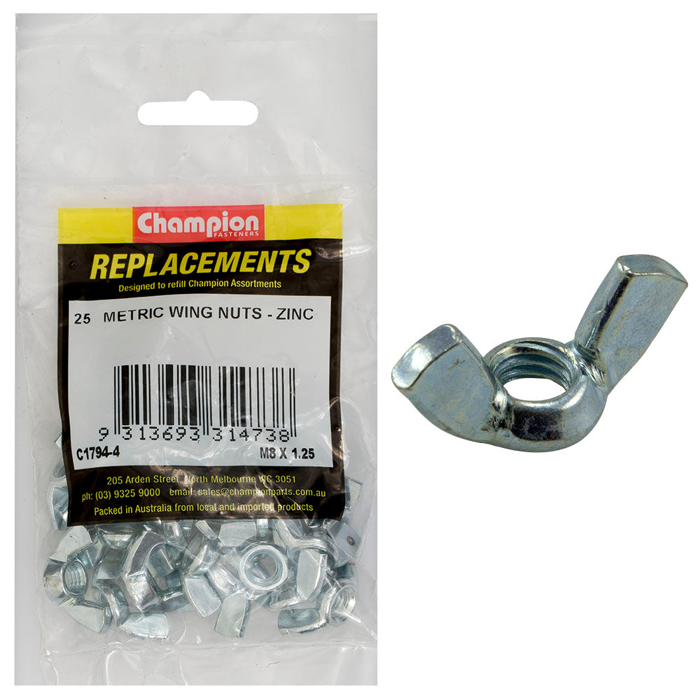 Champion M8 x 1.25 Wing Nut -25pk | ISL