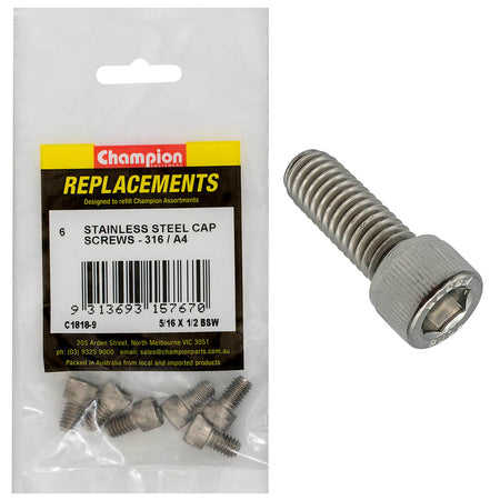 Champion 5/16in x 1/2in BSW Socket Cap Screw 316/A4 -6pk | ISL