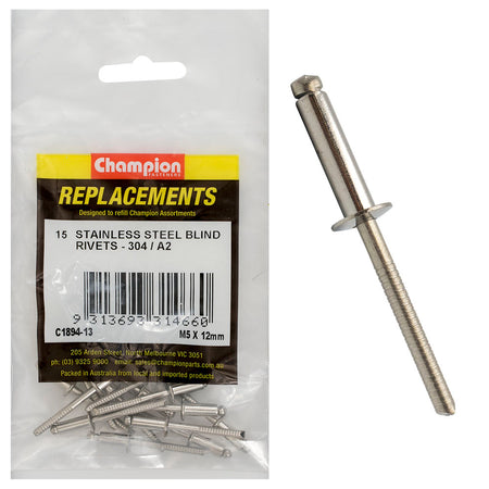 Champion 5.0mm x 12mm Blind Rivet -304/A2 -25pk | ISL