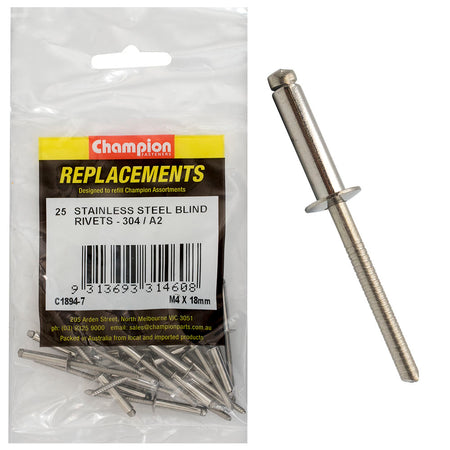 Champion 4.0mm x 18mm Blind Rivet -304/A2 -25pk | ISL
