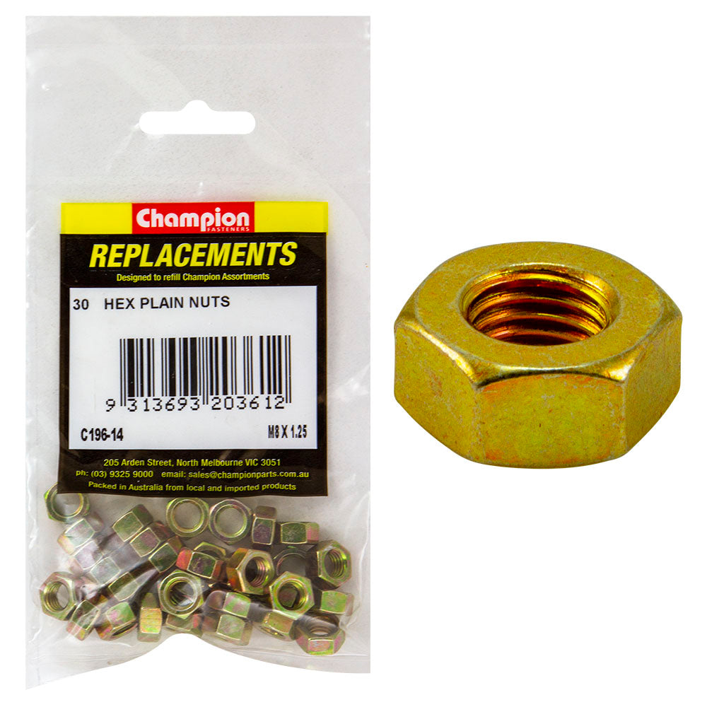 Champion M8 x 1.25 Hexagon Nut -30pk | ISL