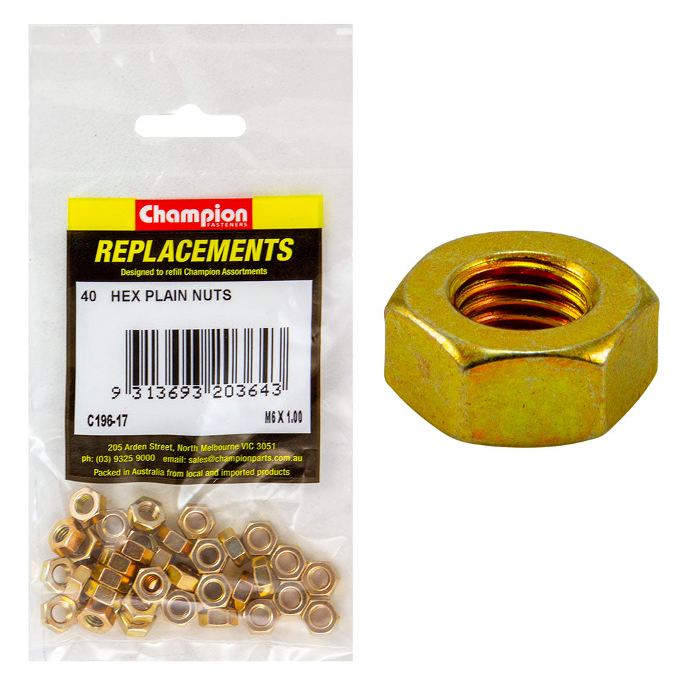 Champion M6 x 1.00 Hexagon Nut -40pk | ISL