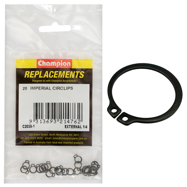 Champion 1/4in Imperial External Circlip -20pk