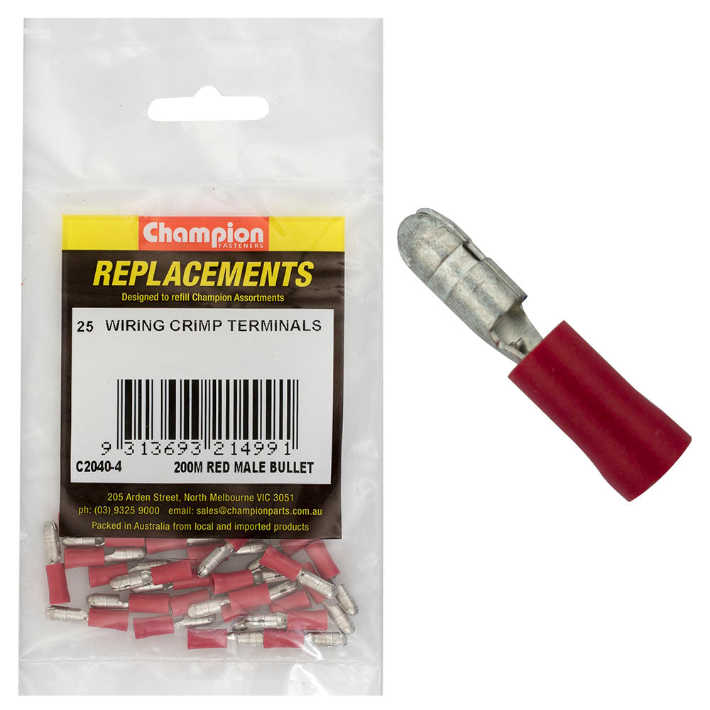 Champion Red Male Bullet Terminal -25pk | ISL