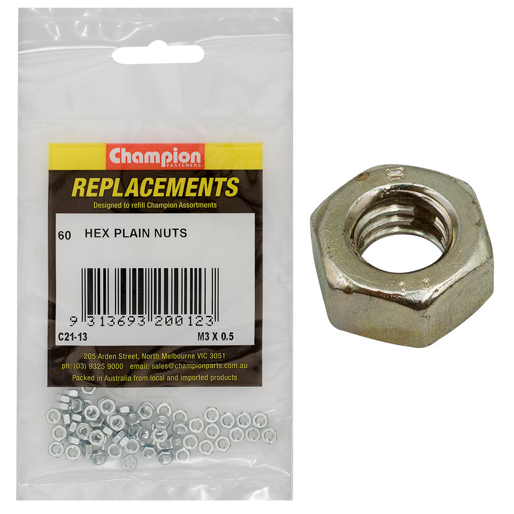 Champion M3 x 0.5 Hexagon Nut -60pk | ISL