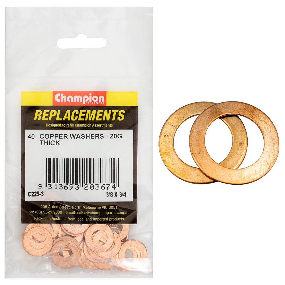 Champion 3/8in x 3/4in x 20G Copper Washer -40pk | ISL