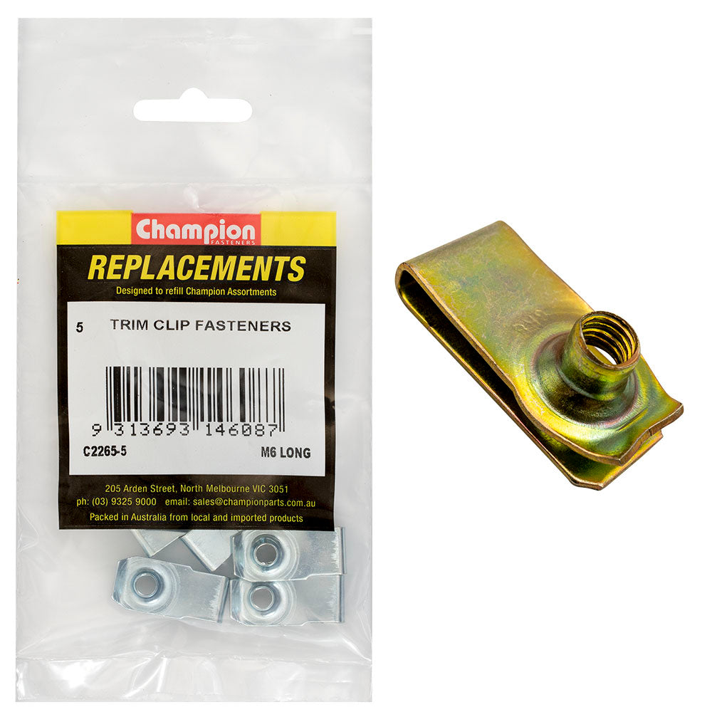 Champion Captive Nut 6mm Long 5pk Engineers Collective NZ