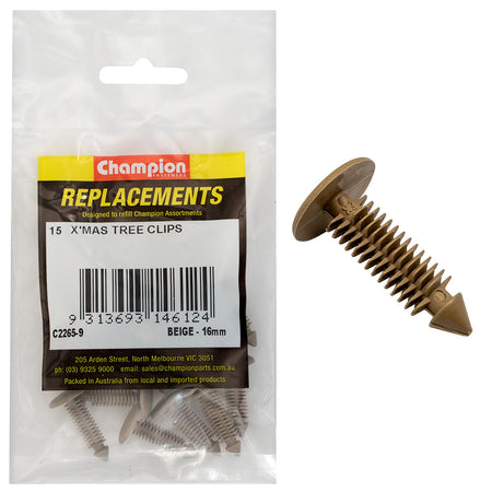 Champion Xmas Tree Clips -Beige 16mm Head -15pk | ISL