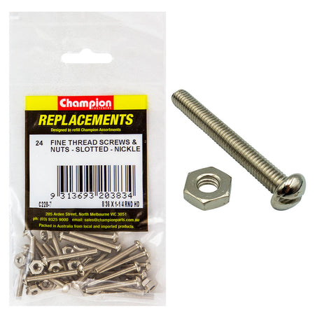 Champion 8/36in x 1-1/4in UNF Rnd Hd Machine Scr & Nut (Ni) | ISL